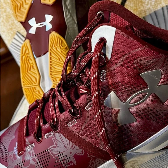 Under Armour Curry 2 Retro Basketball Shoes (Domaine Red Silver Gum) Men 11.5 - Picture 9 of 16